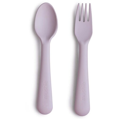Mushie Fork and Spoon Set pribor Soft Lilac 2 kos Slike