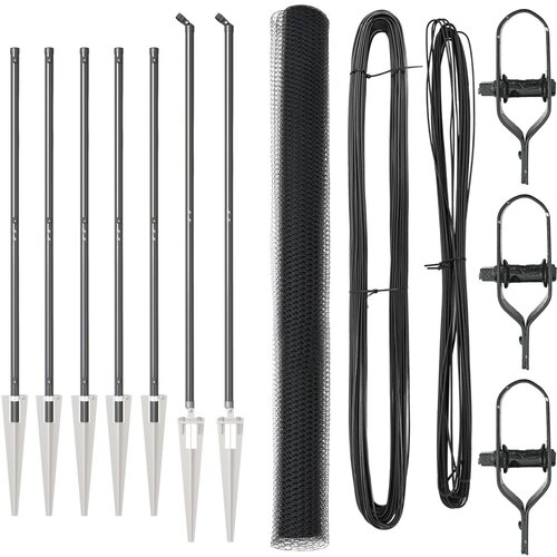 vidaXL Heksagonalna ograja Siva 1.6x10 m Jeklo, Stebrički za ograjo s zemeljskimi vijaki 7 kos Ø32 mm 180 cm Galvanizirano jeklo Cene