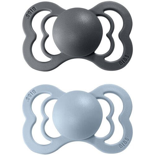 Bibs Supreme Natural Rubber Size 1: 0+ months duda Iron / Baby Blue 2 kos Cene