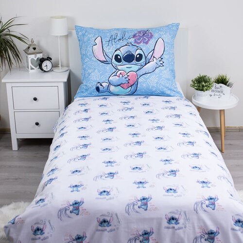 Jerry Fabrics Modra enojna bombažna otro&amp;scaron;ka posteljnina 140x200 cm Lilo and Stitch &amp;quot;Wave&amp;quot; &amp;ndash; Slike