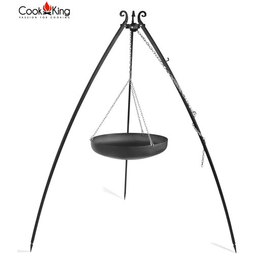 COOKKING žar s posodo wok iz črnega jekla na ukrivljenem trinožnem podstavku Cene