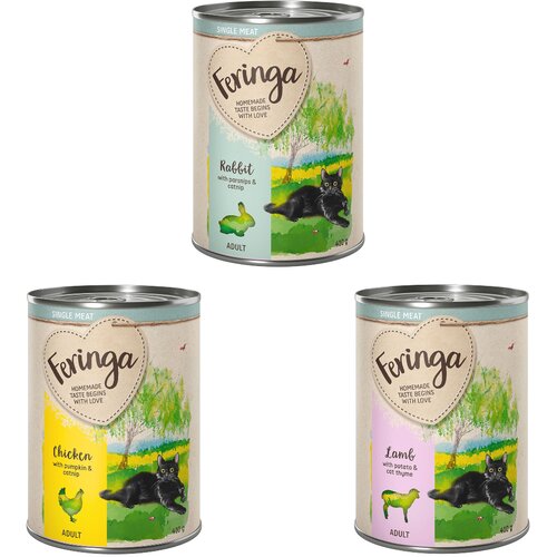  Poskusno me&scaron;ano pakiranje Feringa Single Meat 6 x 410 g - Me&scaron;ano pakiranje I (3 vrste): pi&scaron;čanec, zajec, jagnjetina Cijene