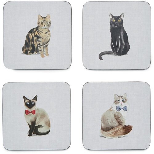 Cooksmart ® Komplet 4 modrih podstavkov Curious Cats Cene