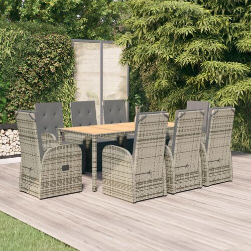  3-dijelni vrtni blagovaonski set sivi od poliratana Siva Slike