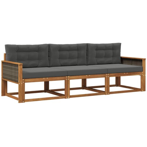vidaXL Zunanja garnitura za sedenje 3 pcs Naravna in antracitna, (5000280806) Cene