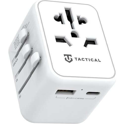 TACTICAL PTP potovalni adapter za vtičnice z USB-A in USB-C vhodoma bele barve Cene