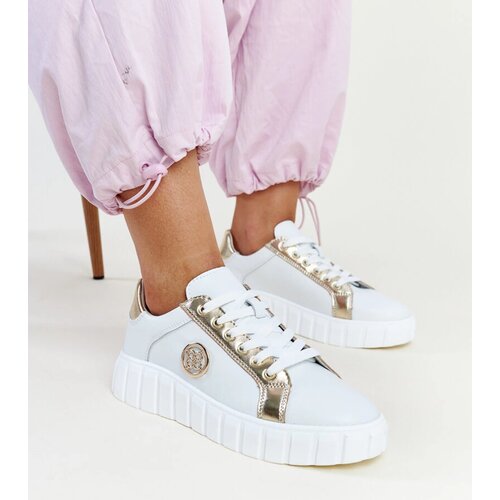 Gemre White leather sneakers on a chunky sole Viera Slike