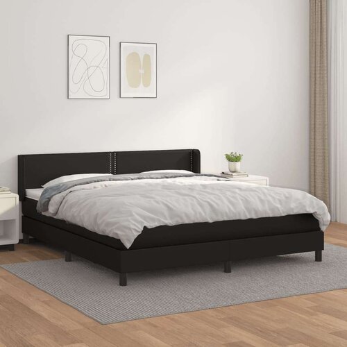  Krevet s oprugama i madracem crni 180 x 200 cm od umjetne kože Slike