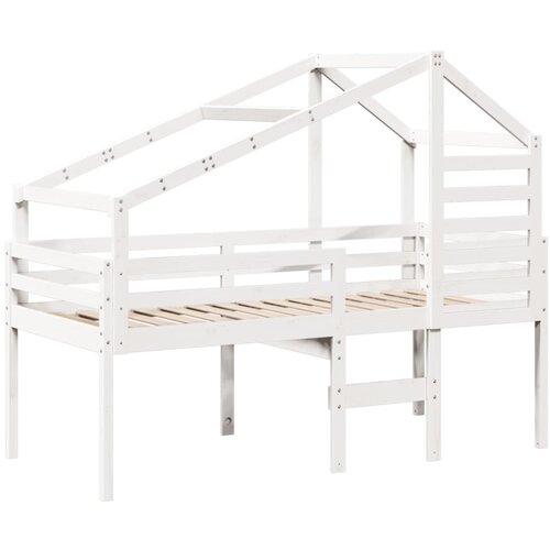 vidaXL Visoka postelja s streho bela 90x200 cm trdna borovina, (21243127) Cene