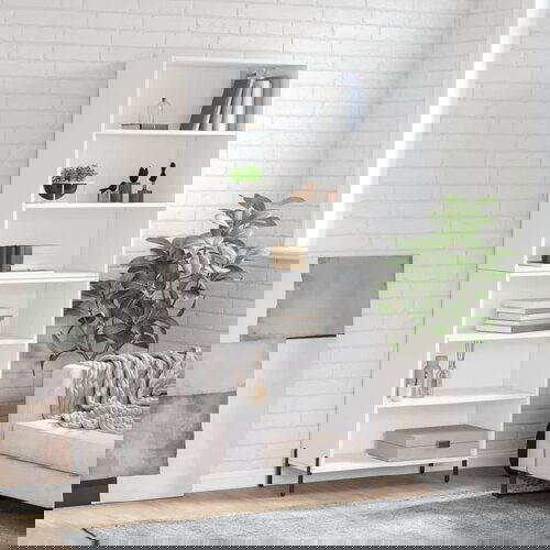  The Living Store Visoka komoda bela 69,5x32,5x180 cm inženirski les - Visoka Omarica, (21450316) Slike