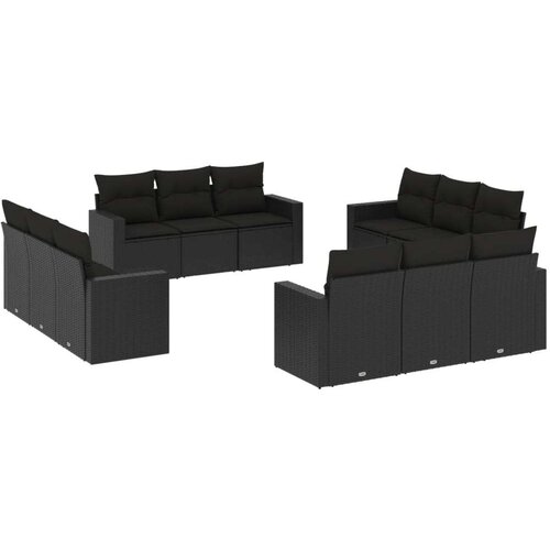 vidaXL 12-dijelni set vrtnih sofa od poliratana s jastucima crni Cene