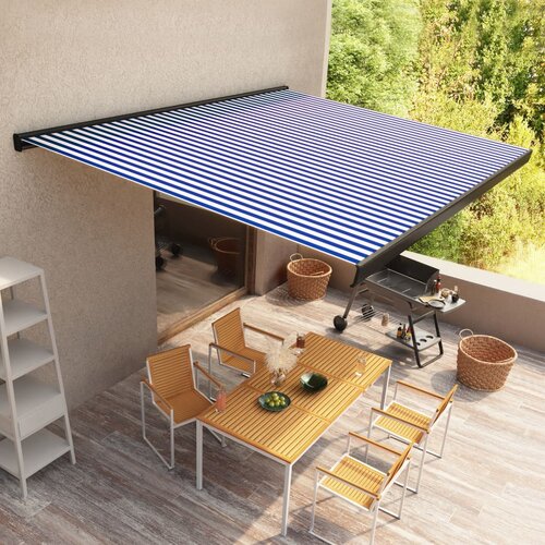vidaXL Motorizirana kasetna tenda 350x250 cm modra in bela Cene