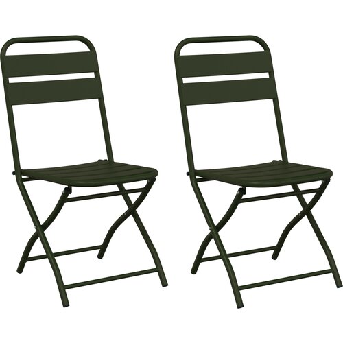 VidaXL Sklopive vrtne stolice 2 kom tamnozelene 42x52x82 cm čelik obložen prahom Slike