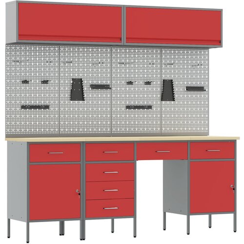 VidaXL 10-delni set delovne mize - Rdeče Jeklo, (22047513) Slike