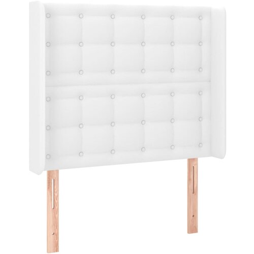 Maison Chic vzglavna omarica - nočna omarica - posteljna omarica z u&scaron;esi belo 103x16x118/128 cm umetno usnje, (21709683) Cene