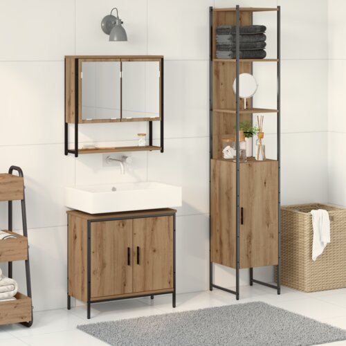 vidaXL 3-delni set kopalniškega pohištva iz umetnega lesa v barvi artisan hrasta Cene