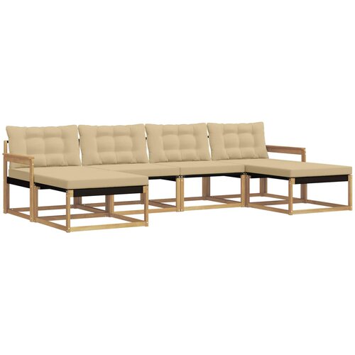  Set vanjskih sofa 6 kom. Bijela i bež Smeđa 329 x 162,5 x 73 cm Slike