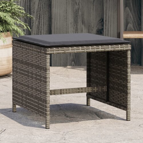 VidaXL Vrtni taburei s jastucima 4 kom sivi 41x41x36 cm od poliratana Slike