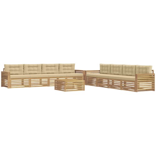  Set vanjskih sofa 9 kom. Bijela i bež Poliester Slike