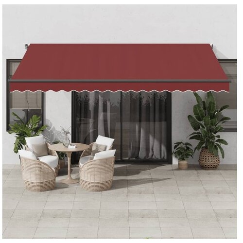 VidaXL Ročno zložljiva tenda bordo 450x300 cm Slike