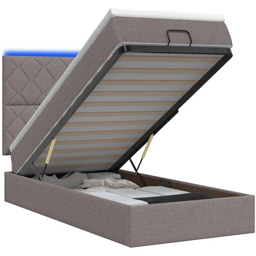  Krevet od pjene s madracem i LED-om Sivosmeđa 90 x 190 cm Slike