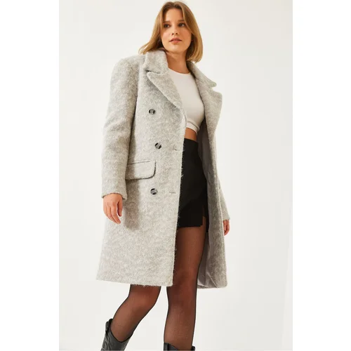 Bianco Lucci Women's Six Buttoned Pocket Stamp Coat