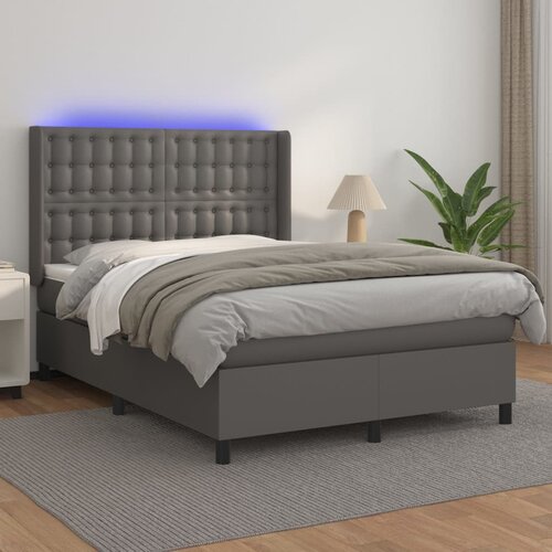  box spring s madracem LED sivi 140x190cm od umjetne kože Cijene