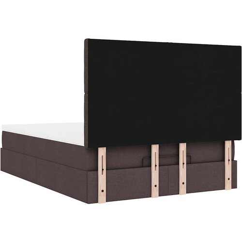 VidaXL otomanski okvir kreveta s madraca tamnosmeđi 140x200cm tkanine Slike