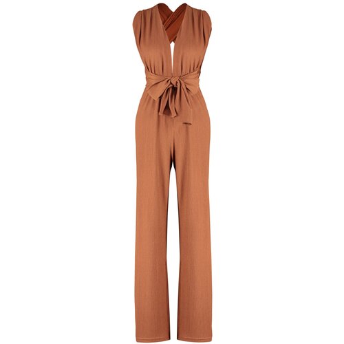 Trendyol Brown Woven Tied Jumpsuit Slike