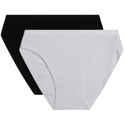 DIM COTTON BIO MINISLIP 2x - Women's cotton panties 2 pcs - black - white Cijene