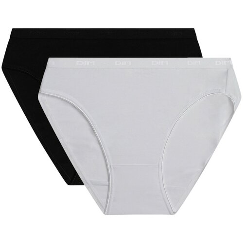 DIM COTTON BIO MINISLIP 2x - Women's cotton panties 2 pcs - black - white Slike