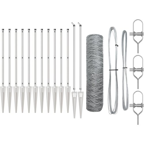 vidaXL Heksagonalna Ograda 0.8x10 m Pocinčani čelik, Ograde s Klipom 7 kom Ø32 mm 100 cm Pocinčani čelik Cijene