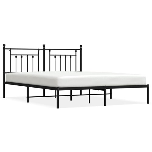 Maison Chic Kovinski Posteljni okvir - Dvoposteljna postelja - Zakonska postelja z vzglavjem črn 160x200 cm, (21693311) Cene