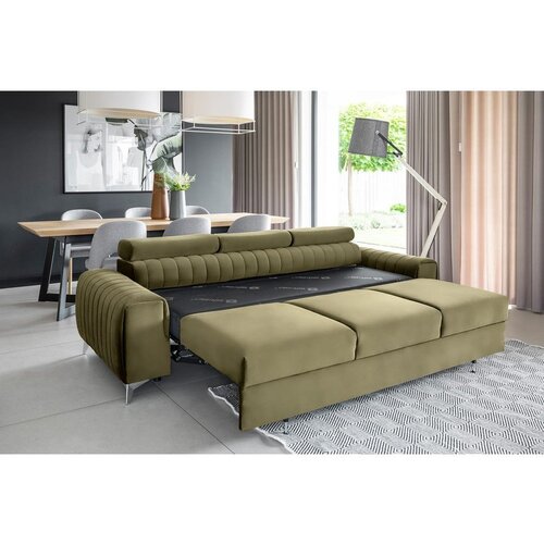 ELTAP Kaki zelena bar&amp;scaron;unasti sklopiva sofa 261 cm Laurence &amp;ndash; Slike
