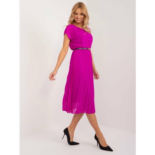 Fashion Hunters Purple flared dress with belt Slike