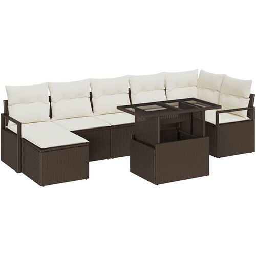 vidaXL Vrtna sedežna garnitura s shranjevanjem 8 pcs Rjava Poly ratan, (5000144805) Cene