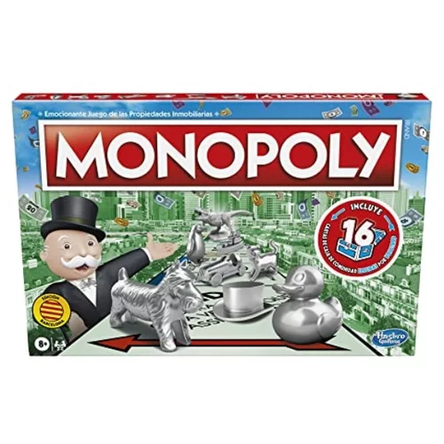 Hasbro Monopoly Family Game za 2 do 6 igralcev, igra za otroke, stare 8 in več let, z navijaškimi karticami, večbarvnimi, španskimi, (20833114)