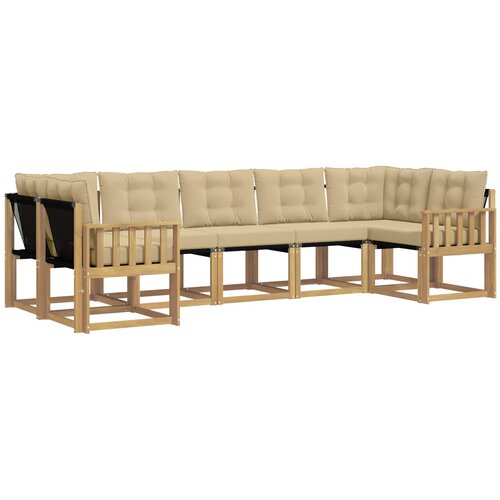 vidaXL Zunanja garnitura za sedenje z blazino 7 pcs Bela in bež, (5000281149) Cene