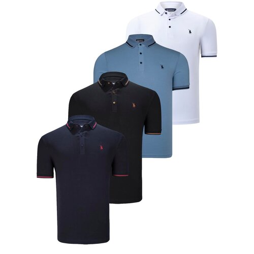 Dewberry QUADRUPLE SET T8586 MEN'S T-SHIRT-BLACK-WHITE-NAVY-INDIGO Cene