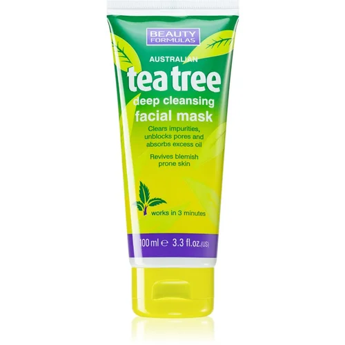 Beauty Formulas Tea Tree maska za dubinsko čišćenje 100 ml