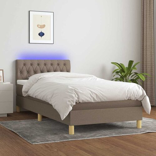  box spring s madracem LED smeđesivi 90x190 cm tkanina Cijene