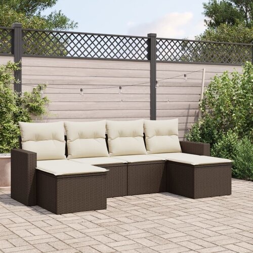 vidaXL 6-dijelni set vrtnih sofa od poliratana s jastucima smeđi Cijene