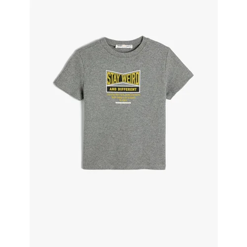 Koton T-Shirt Motto Printed Short Sleeve Crew Neck