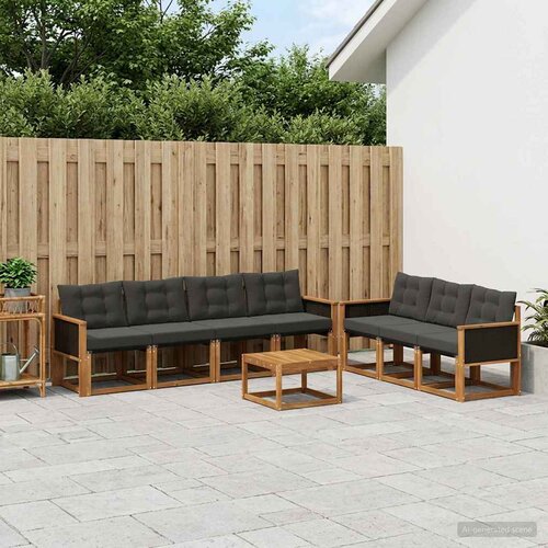 Set vanjskih sofa 8 kom. Prirodna i crna Cijene