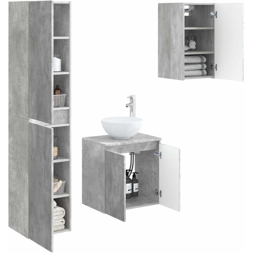  Set namje&amp;scaron;taja za kupaonicu 3 kom. Betonska siva 33 x 34,5 x 160 cm Slike