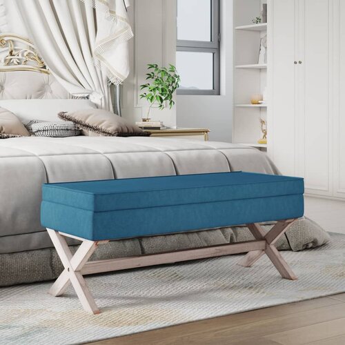 The Living Store Stolček s prostorom za shranjevanje moder 110x45x49 cm žamet - Stolček S Prostorom Za Shranjevanje, (21482120) Slike