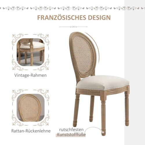  Kuhinjske stolice set od 2 puno drvo 49x56x96 cm krem-prirodno Slike