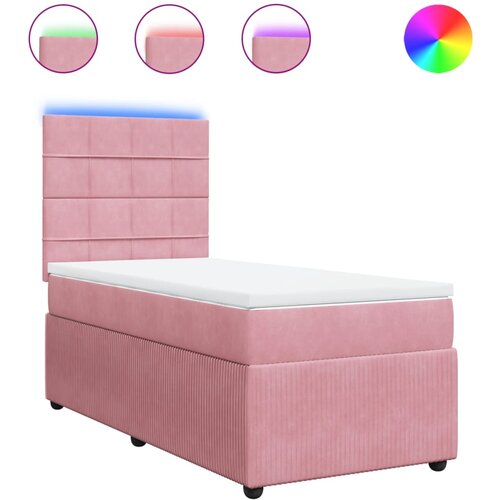 The Living Store Box spring postelja z vzmetnico roza 80x200 cm žamet - Box Spring Postelja, (21492378) Slike