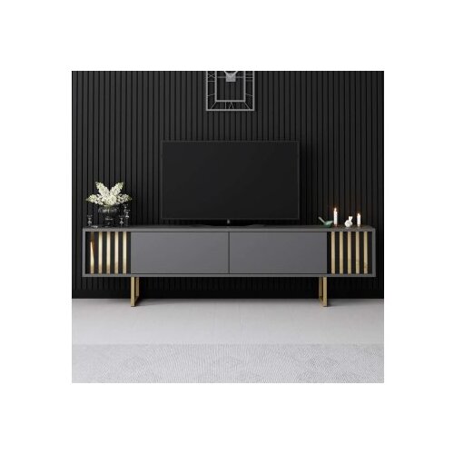 Hanah home TV komoda Gold Line, 180x48x30 cm, antracit-zlatna boja Cene