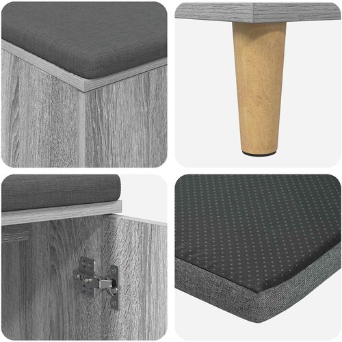  Klupa za hodnik s jastukom Sivi Sonoma 60 x 38 x 46 cm Slike